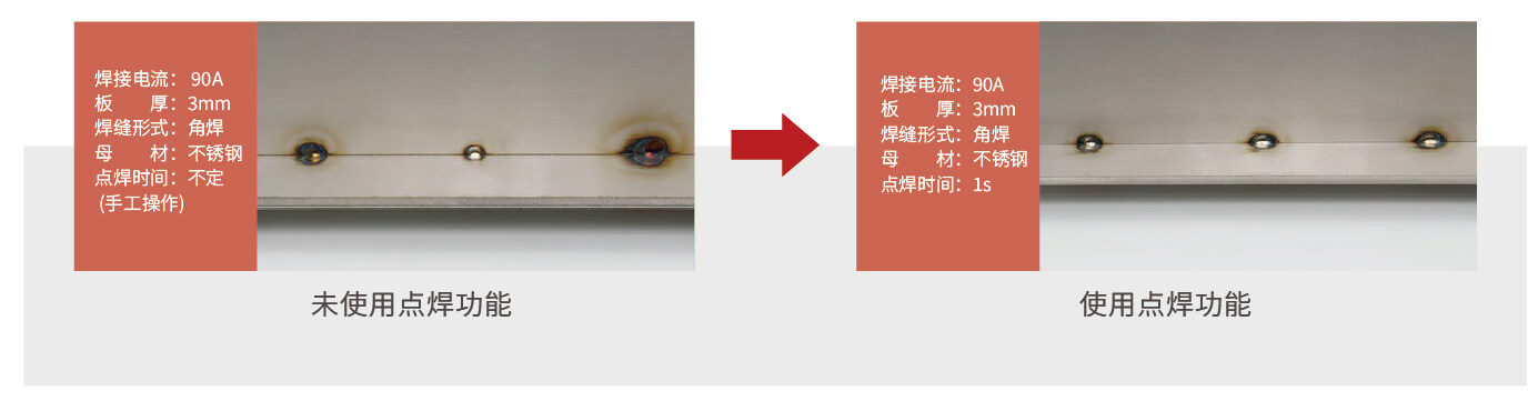 未使用点焊功能与使用点焊功能的对比图